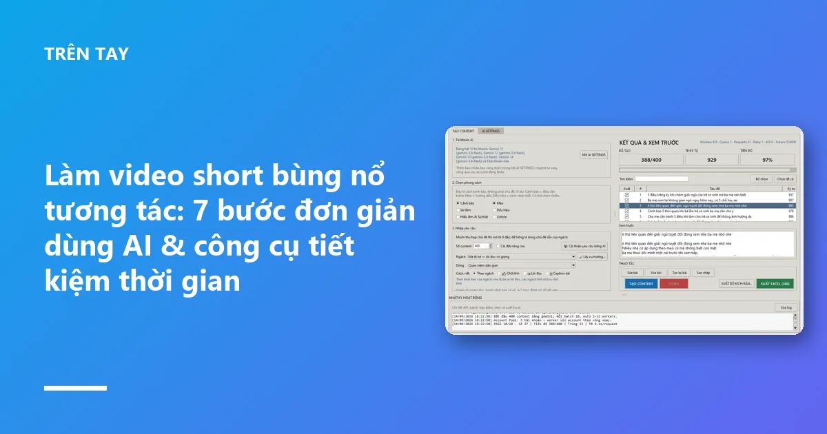 Làm video short bùng nổ tương tác: 7 bước đơn giản dùng AI & công cụ tiết kiệm thời gian